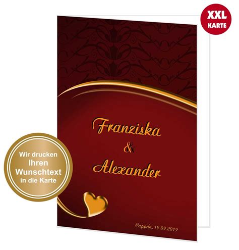 Die hochzeitskarte als kleines kunstwerk. XXL Glückwunschkarte Hochzeit Herz geschwungen ...