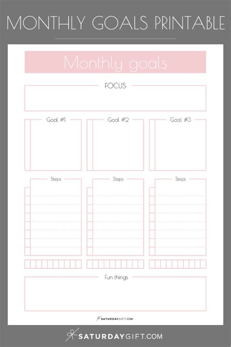 Free Monthly Goals Template Printable Templates