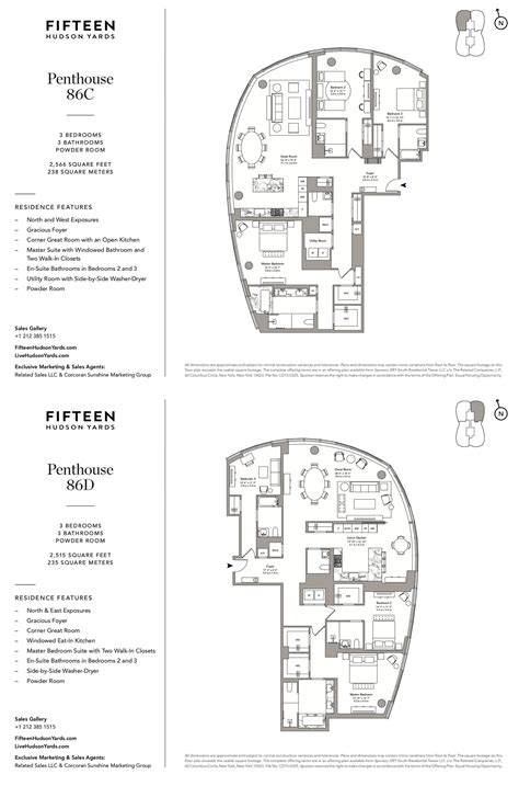 Fifteen Hudson Yards 86th Floor | Floor plans, Apartment plans, Hudson