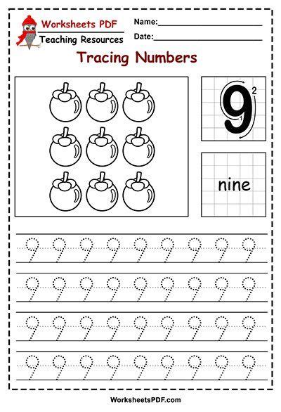 Preschool Number Tracing Worksheets (1 - 10) 9 | Numbers preschool