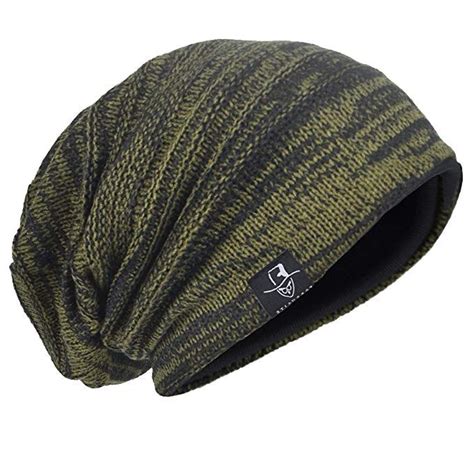 Hisshe Men Oversize Skull Slouch Beanie Large Skullcap Knit Hat