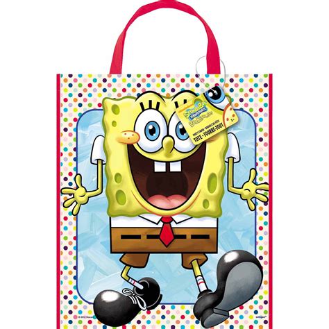 Large Plastic Spongebob Squarepants Favor Bag 13 X 11