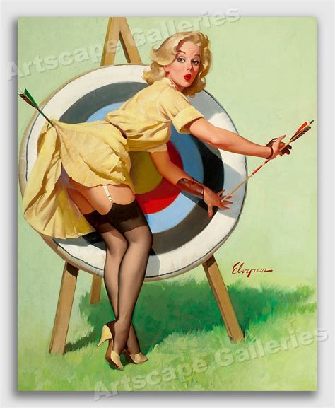 1964 Near Miss Vintage Style Elvgren Sexy Pinup Girl Achery Poster