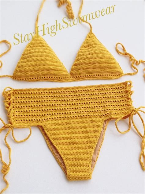 Items Similar To Crochet Bikini Triangle Bikini Top Women Swimwear High