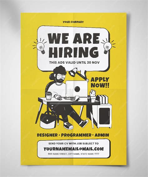 Premium Vector | Freelancer job remote hiring flyer template