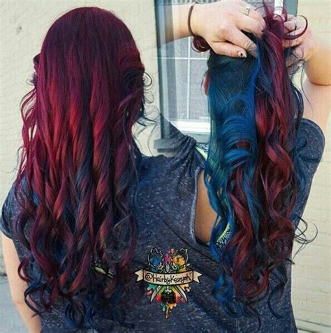 Dark Red Maroon And Blue Hair Color Hair Color Unique
