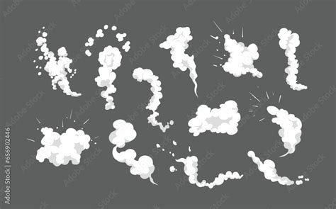 Smoke Explosion Animation Of An Explosion With Comic Flying Clouds Set