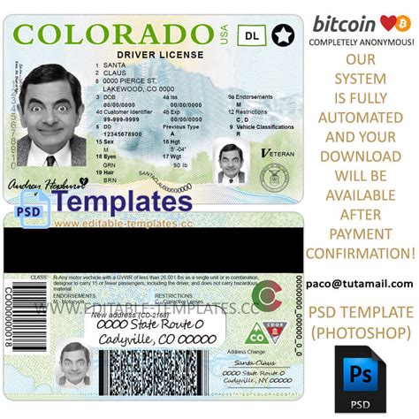 Colorado Driving Licence Template Editable Templates