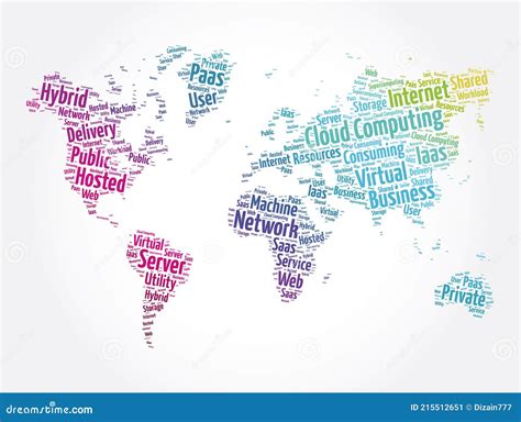 Plano De Fundo Da Tecnologia Cloud Computing World Map Word Cloud