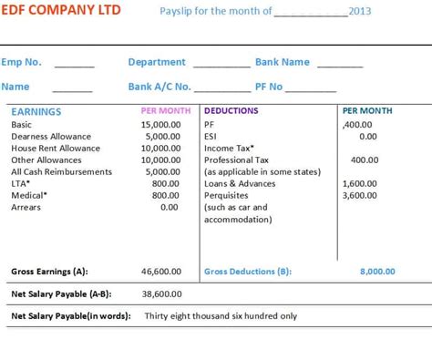 Pay slip or salary slip template in excel is the recei. Excel Pay Slip Template Singapore - Payslip Template for ...