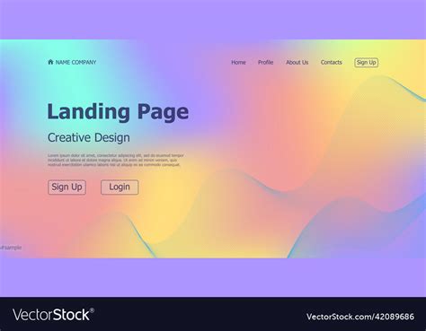 Gradient Colorful Web Template Landing Page Vector Image