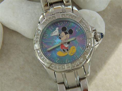 Vintage Disney Mickey Mouse Diamond Sapphire Watch By Etsy