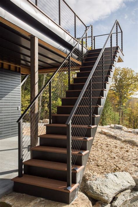 Composite Stair Treads With Black Railing Outdoor Stairs Railings