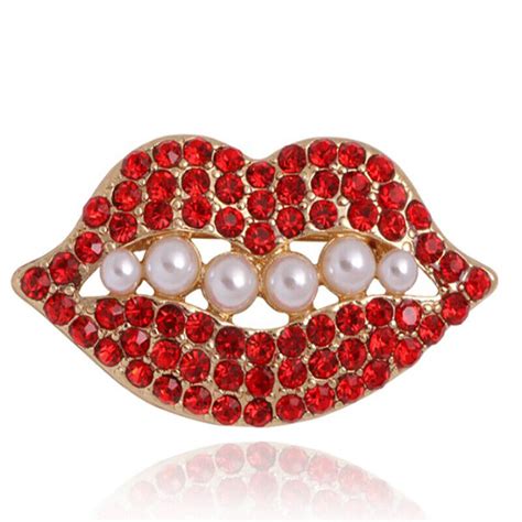 red color rhinestone lip brooch for women sexy mouth brooch pin shining jewel p ebay