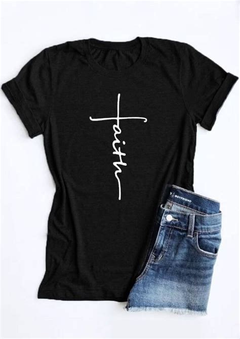 faith cross tshirt christian shirts for women plus size etsy