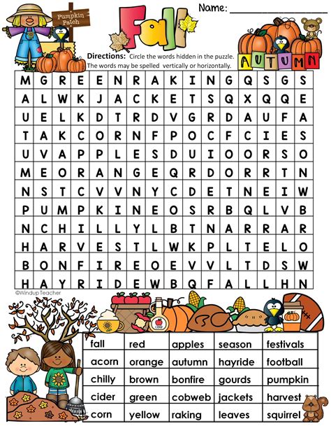 Fall Word Search Easy Puzzle Ready To Go Made By Teachers