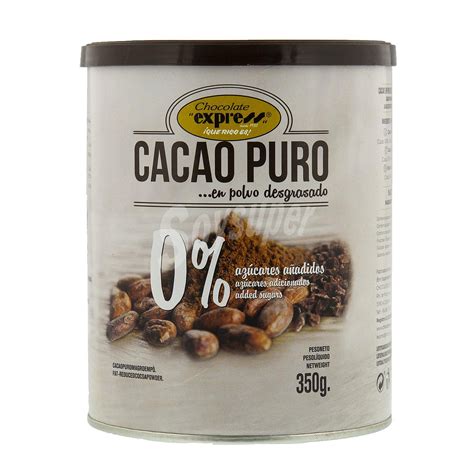 Puro Cacao en polvo desgrasado sin azúcar añadido Chocolate Express sin gluten y sin lactosa g