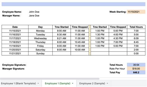 Free Excel Timesheet Template For Multiple Employees 2023