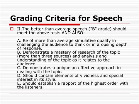 Criteria For Speech