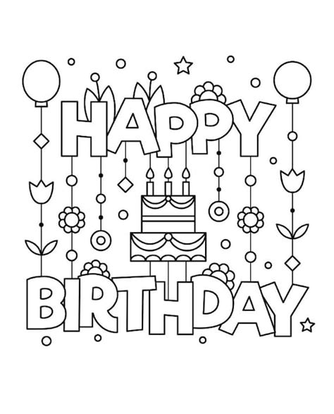 Happy Birthday Coloring Page Art Party