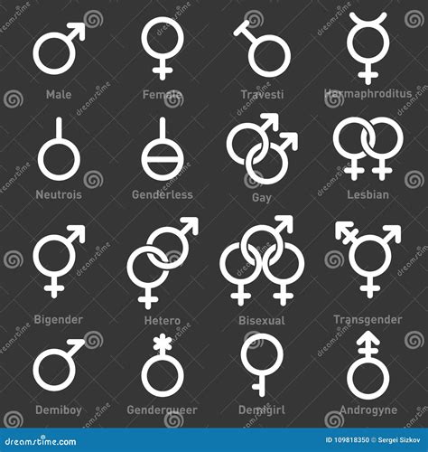 Gender Icons Set On Dark Background Vector Stock Vector Illustration