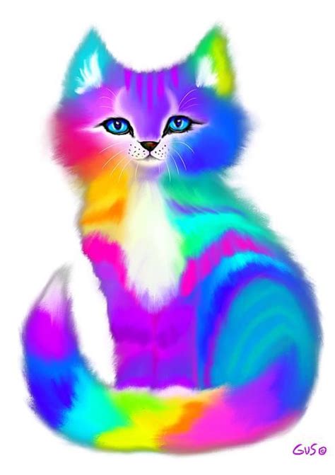Fluffy Rainbow Kitten By Nick Gustafson Rainbow Kittens Cat Posters