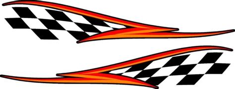 Checkered Flag And Stripe Racing Vinyl Graphics Decal Sticker Set 5 X 22