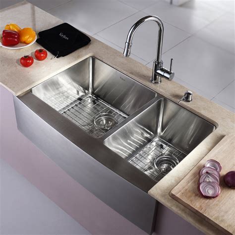 Reviews of the 12 best black kitchen sinks, plus 1 to avoid: Kraus Farmhouse 33" 60/40 Double Bowl Kitchen Sink ...