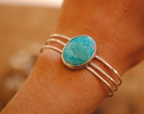 Turquoise Multi Strand Cuff Sterling Silver Etsy