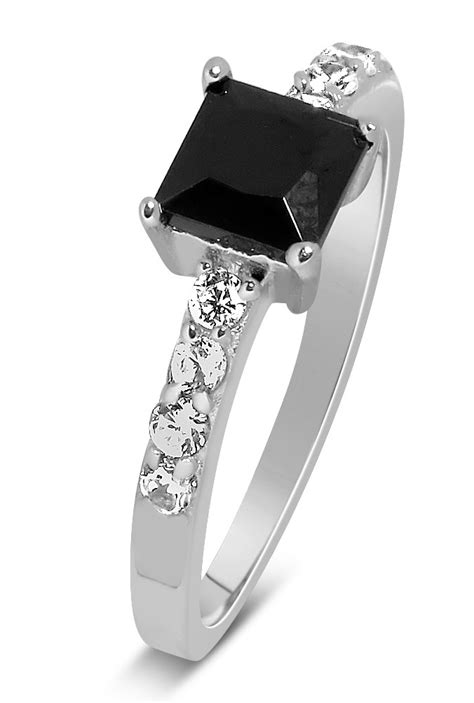 Luxurious 1 Carat Princess Cut Black And White Diamond