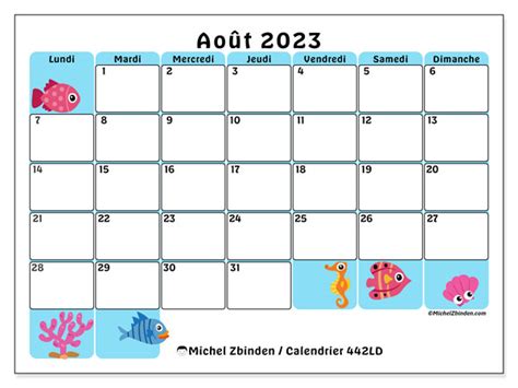 Calendrier Août 2023 à Imprimer “442ld” Michel Zbinden Ca