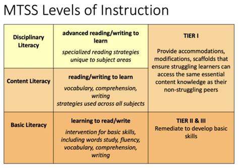 Adolescent Literacy Components Of Literacy Instruction In An Mtss