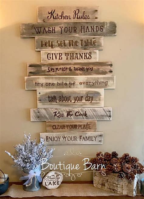 5 out of 5 stars. Kitchen Rules Sign|Rustic Country Farmhouse Wood Wall ...