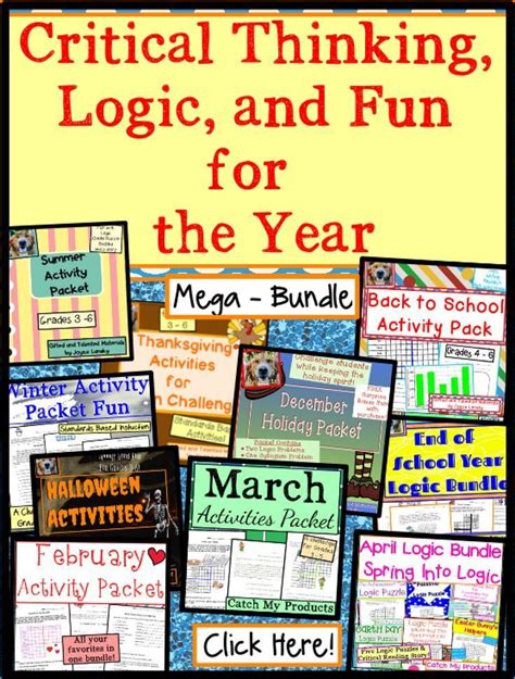 On this page, you will find dozens of different logic puzzles in over a dozen different categories, including general logic printables in both two and three dimensions, decimals, and measurement. Critical Thinking Activities Year Round MEGA-Bundle ...