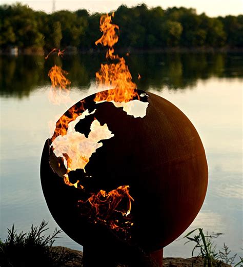 Видео fire grill and pie iron cooking tools. American-Made Firepit Art Third Rock Globe Fire Pit | Fire ...