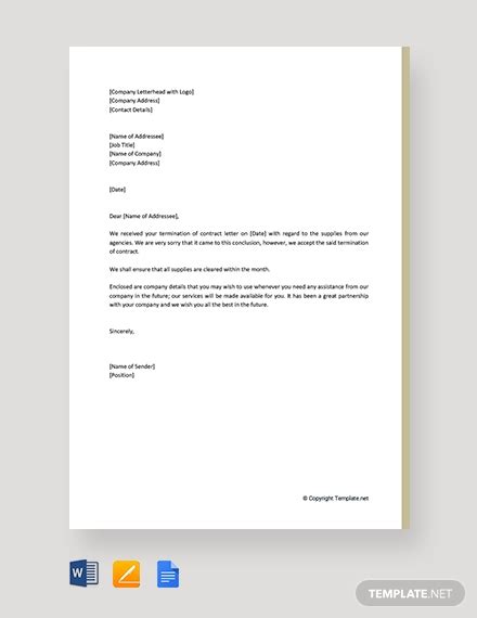 response  termination  contract letter template