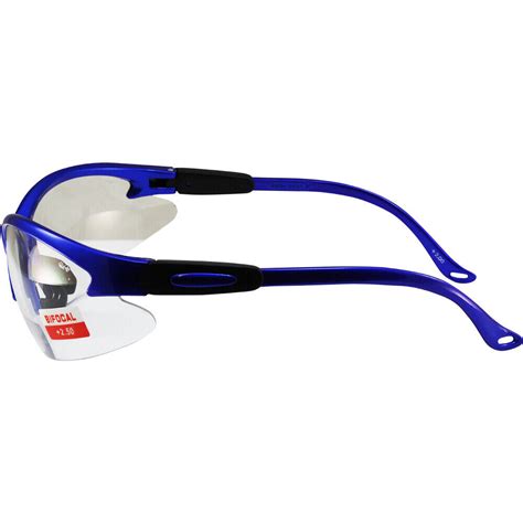 Global Vision Cougar Bifocal Safety Glasses Blue Frame Clear 2 5x Magnified Lens Ebay