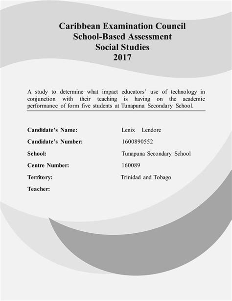 Social Studies Sba Sample Pdf