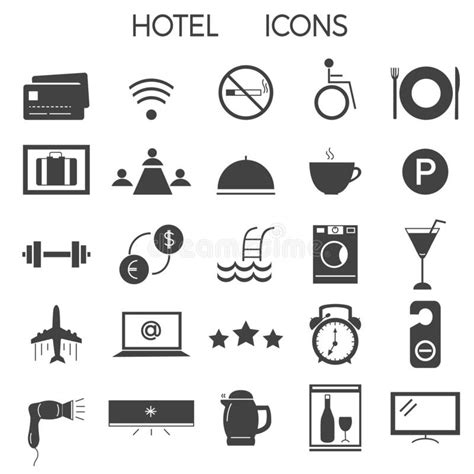 Set Of Modern Signs And Icons For Illustrating Hotel Services And
