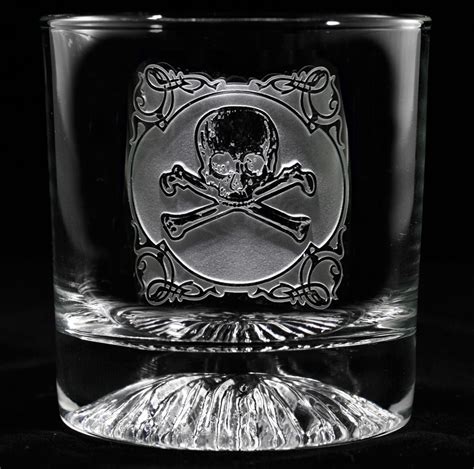 11oz Engraved Skull And Bones Whiskey Glass By Crystal Imagery Groomsmen Beer Groomsmen Ts
