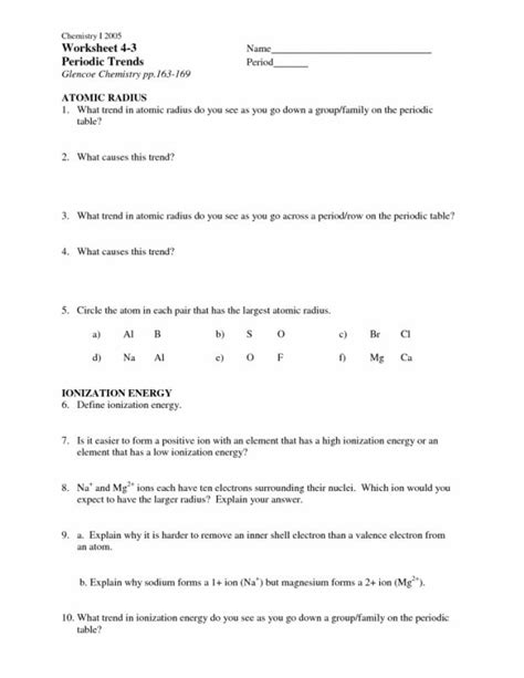 Nov 17, 2020 · periodic table trends worksheet. Chemistry Periodic Table Worksheet 2 Answer Key