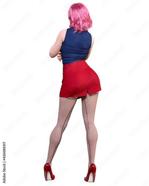 Sexy Redhead Secretary In Mini Skirtand Stockingbeautiful Girl Stand