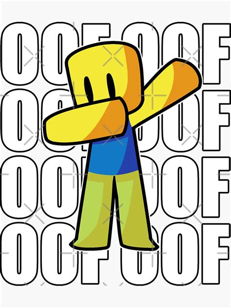 Roblox Oof Dabbing Dab Hand Drawn Gaming Noob T For Kids Sticker