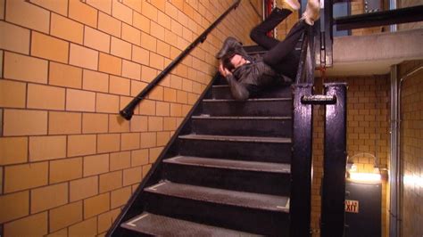 Man Jumps Off Stairs Onto Table Stevenkowalski
