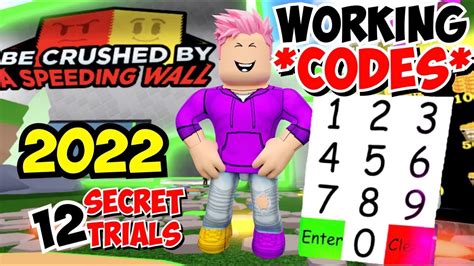 Be Crushed By A Speeding Wall Working Every Code Secret Trials Youtube