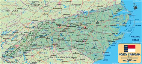 Map Of North Carolina Region In United States Usa Welt Atlasde