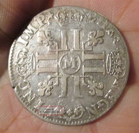 Silver Coin France Louis Xiii 12 Ecu 1691 Fvf