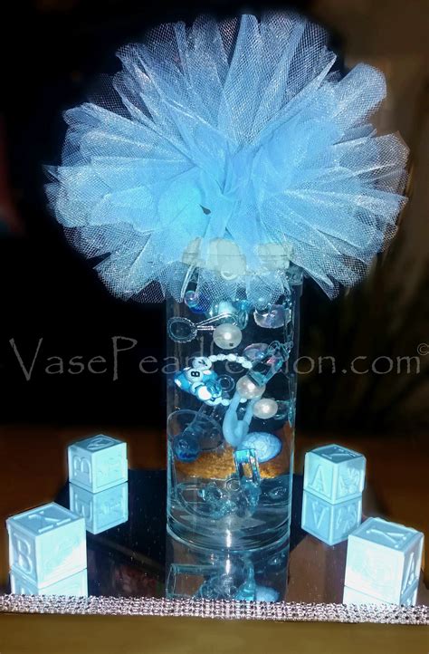 100 Floating Blue Baby Shower Pearls And Gems Vase Fillers Jumbo