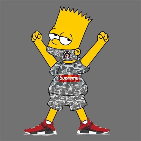 Bart Simpson Bape X Supreme X Nmd Hu Bart Simpson Art Bart Bart Simpson