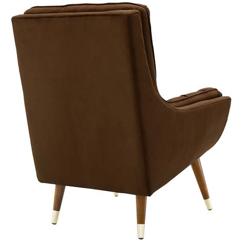 Suggest Button Tufted Upholstered Velvet Lounge Chair Brown